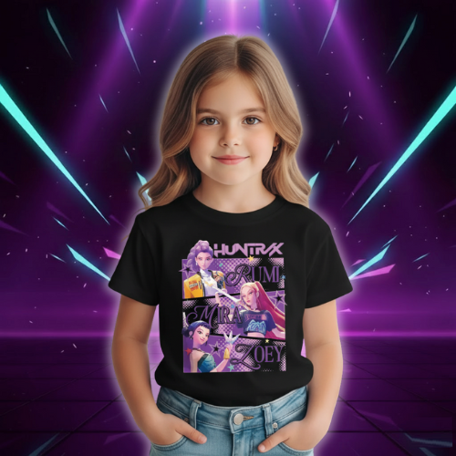 T-shirt Noir Demon Hunters Huntrix pour Enfant — vue alternative